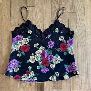 Vintage Gold Label Victoria's Secret Camisole | Dark Floral Print | Size M